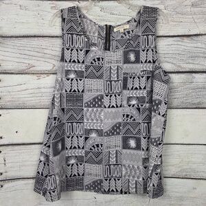 Umgee Plus Womens XL Black White Geometric Dressy Top